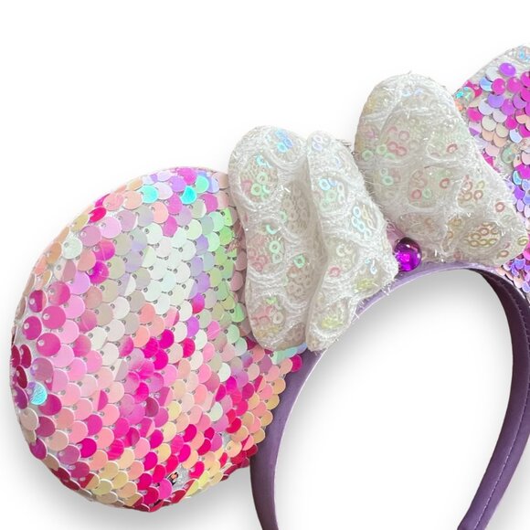 Disney Accessories - 🏰 CLICK FOR DISCOUNTS! NEW Minnie Mouse Disney Ears Pink Iridescent Puffy Bow